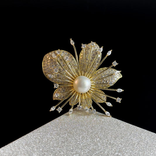 Gold Flower Brooch Pendant