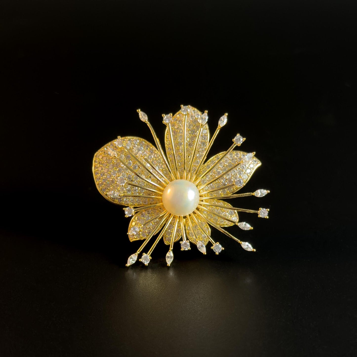 Gold Flower Brooch Pendant