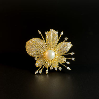 Gold Flower Brooch Pendant
