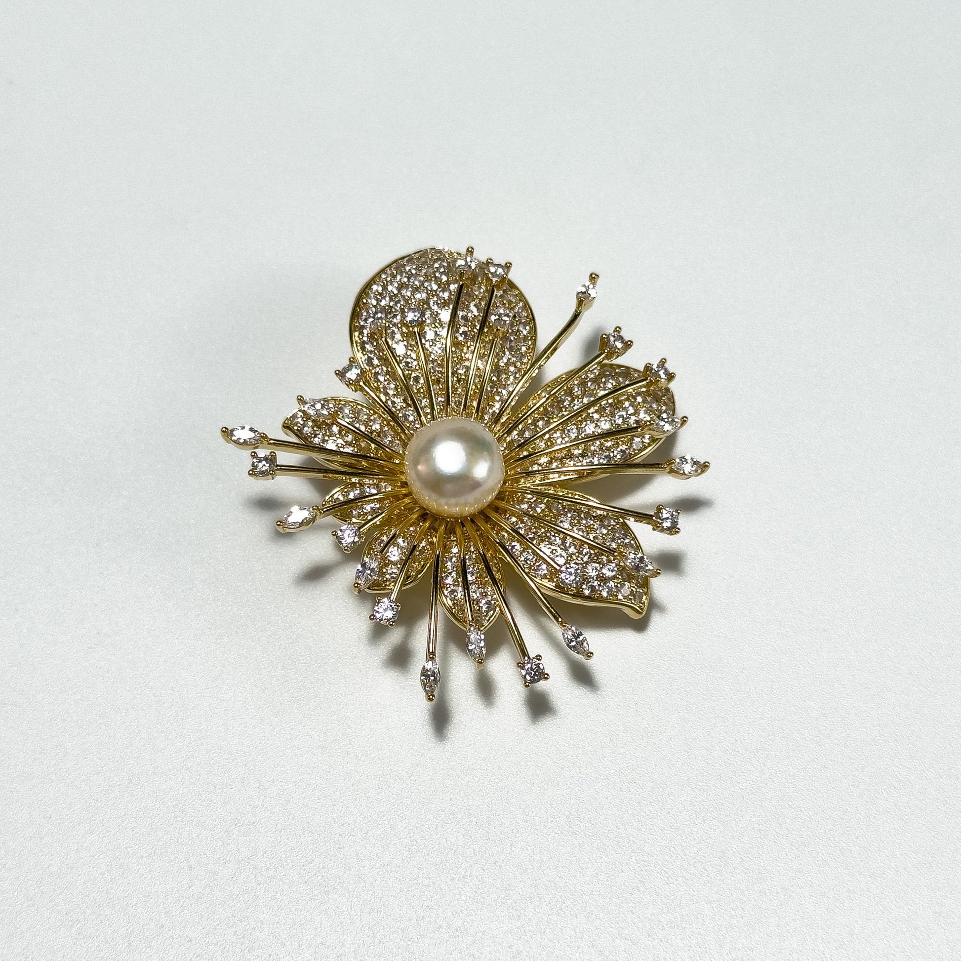 Gold Flower Brooch Pendant