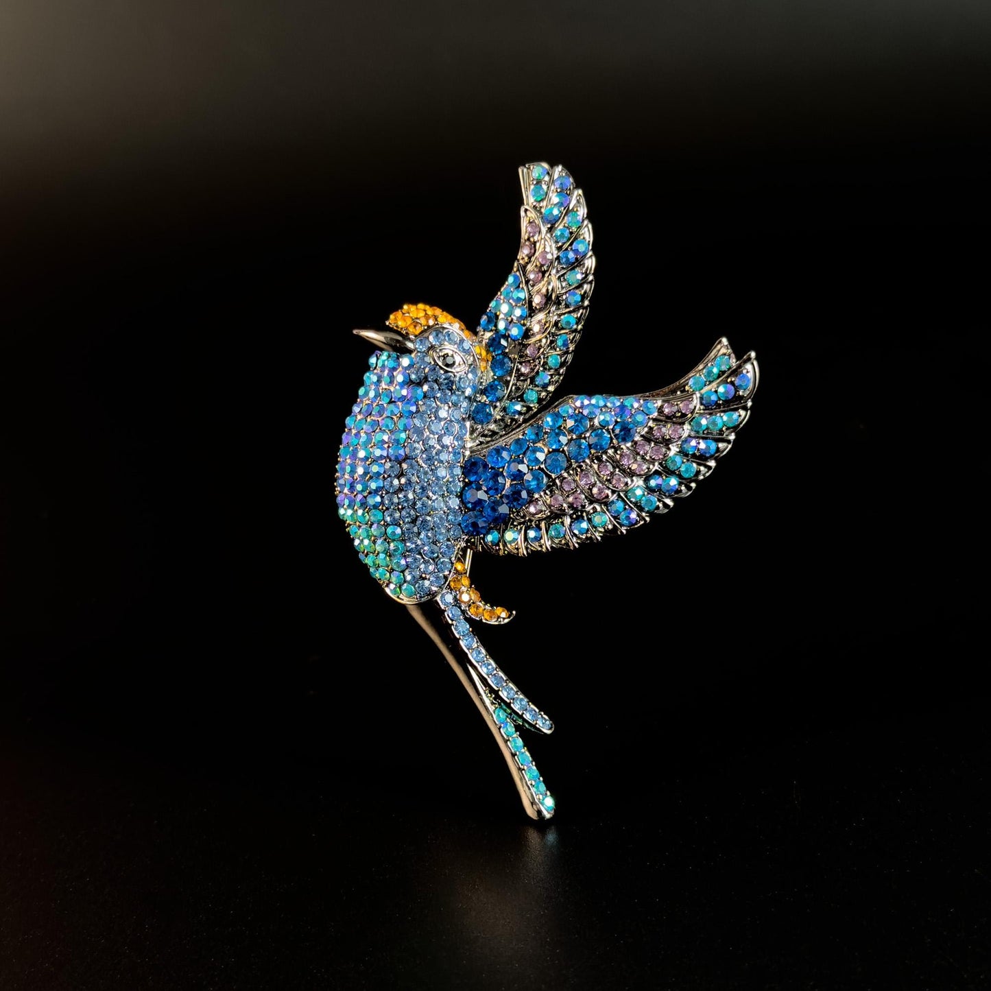 Blue Bird-Shaped Brooch