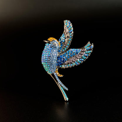 Blue Bird-Shaped Brooch
