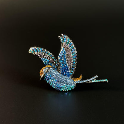 Blue Bird-Shaped Brooch