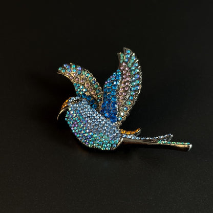Blue Bird-Shaped Brooch