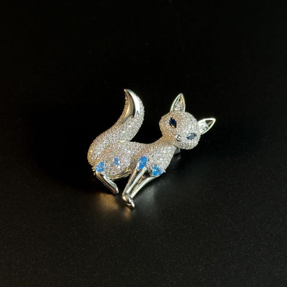 3D Zircon Fox Brooch