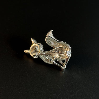3D Zircon Fox Brooch