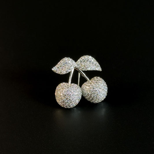 Silver Cherry Brooch