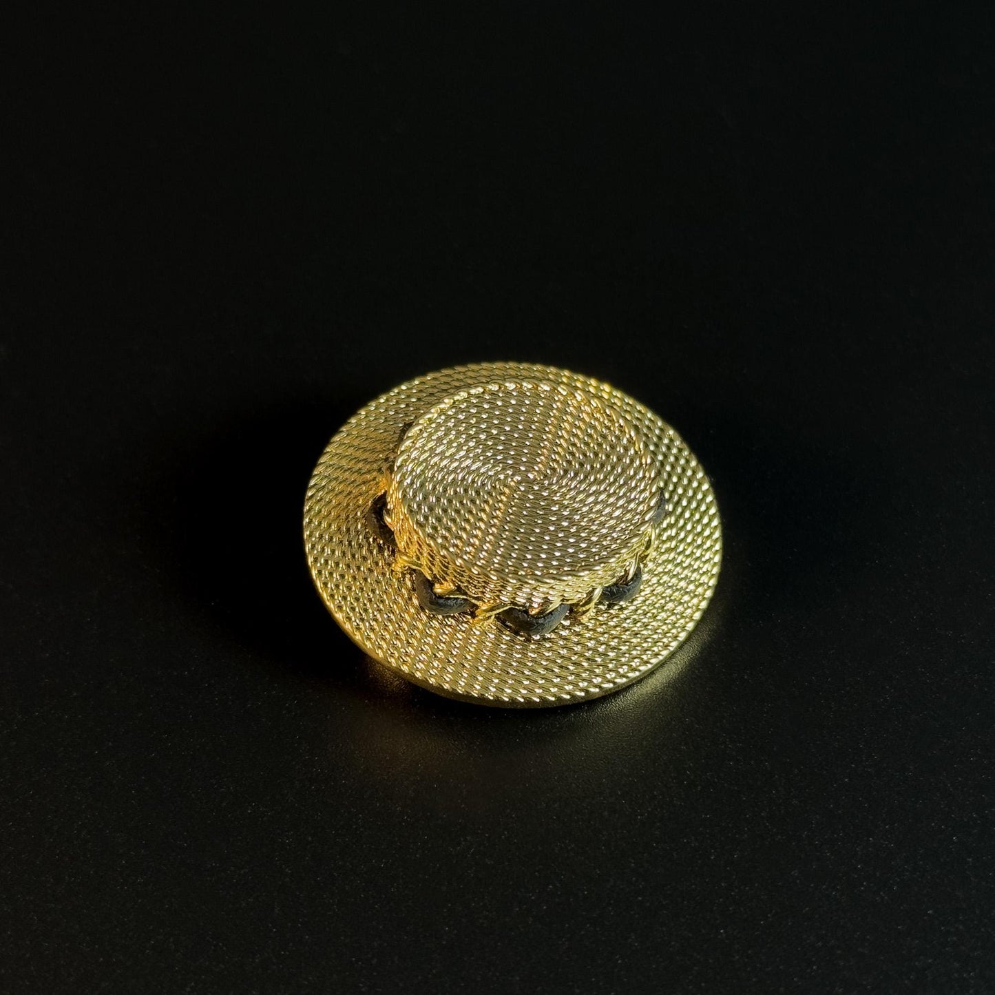 Gold Hat-Shaped Brooch