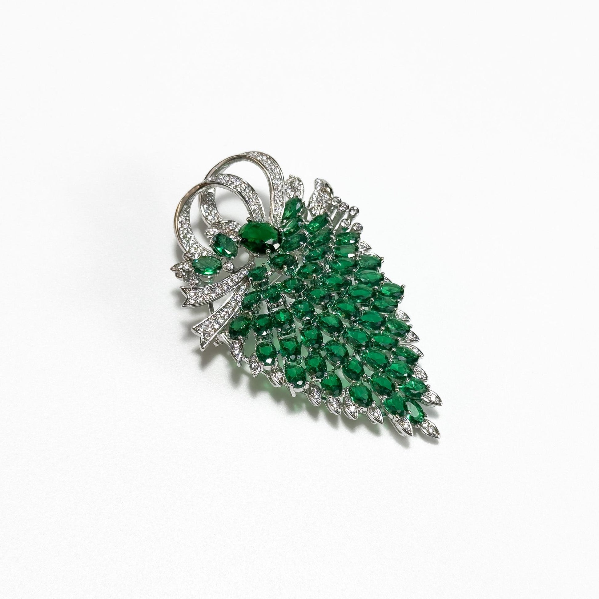 Dazzling Green Diamond Grape Brooch
