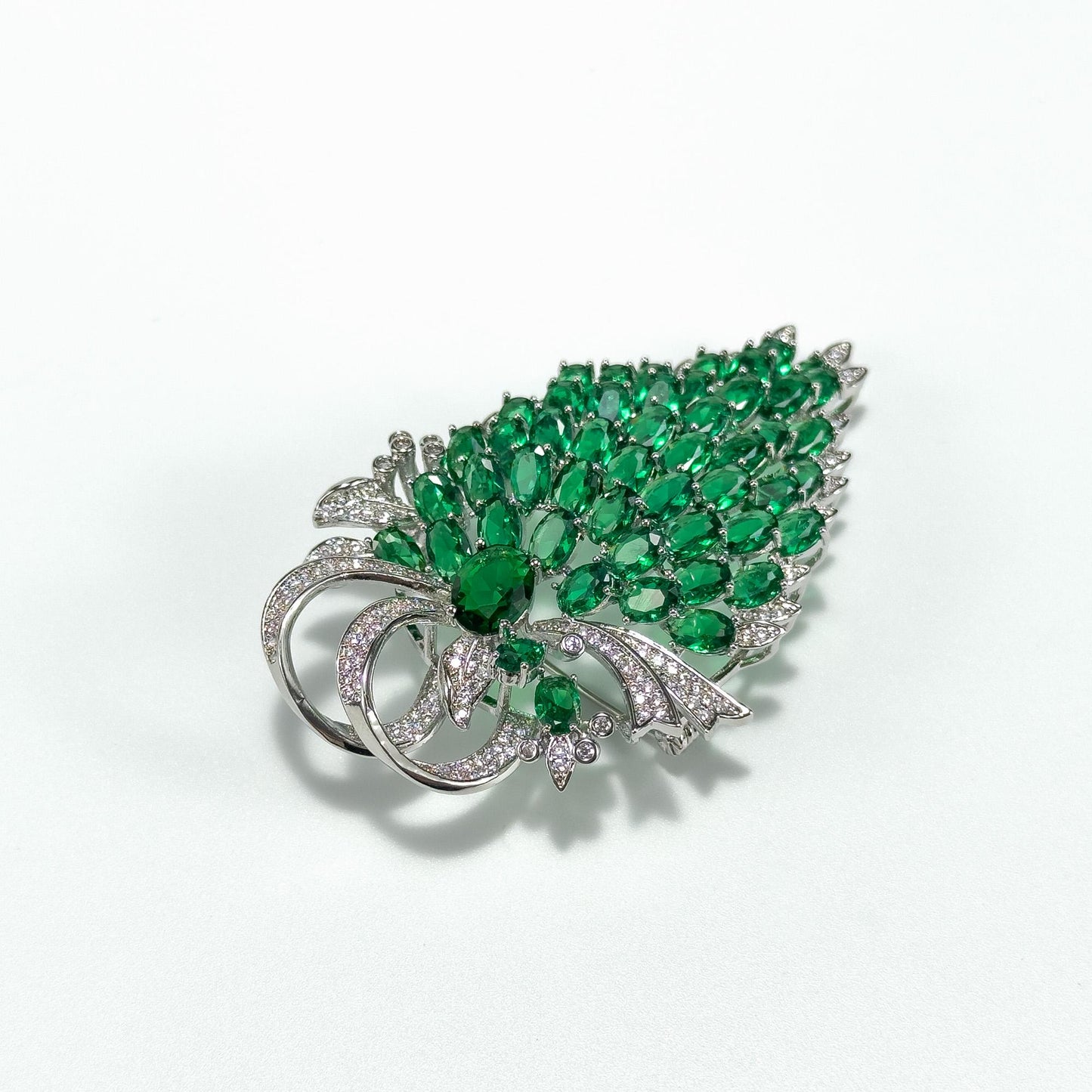 Dazzling Green Diamond Grape Brooch