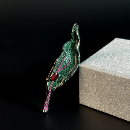 Full-Diamond Leaf-Shaped Brooch