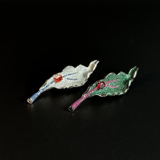 Full-Diamond Leaf-Shaped Brooch