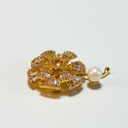 Gold Flower Brooch