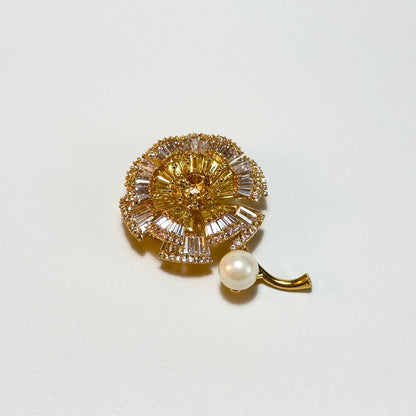 Gold Flower Brooch