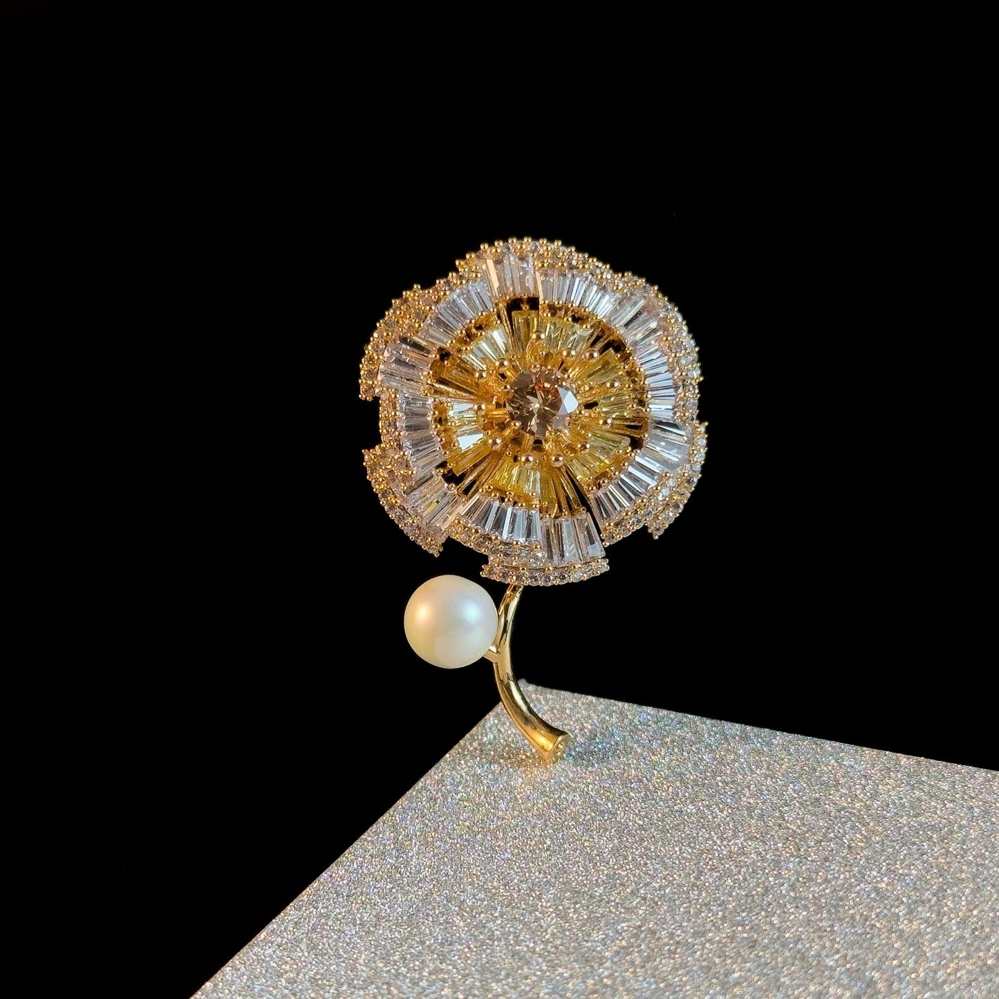 Gold Flower Brooch