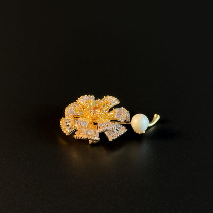 Gold Flower Brooch