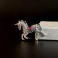 Silver Zircon Unicorn Brooch