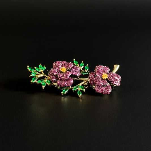 Floral Rhinestone Brooch