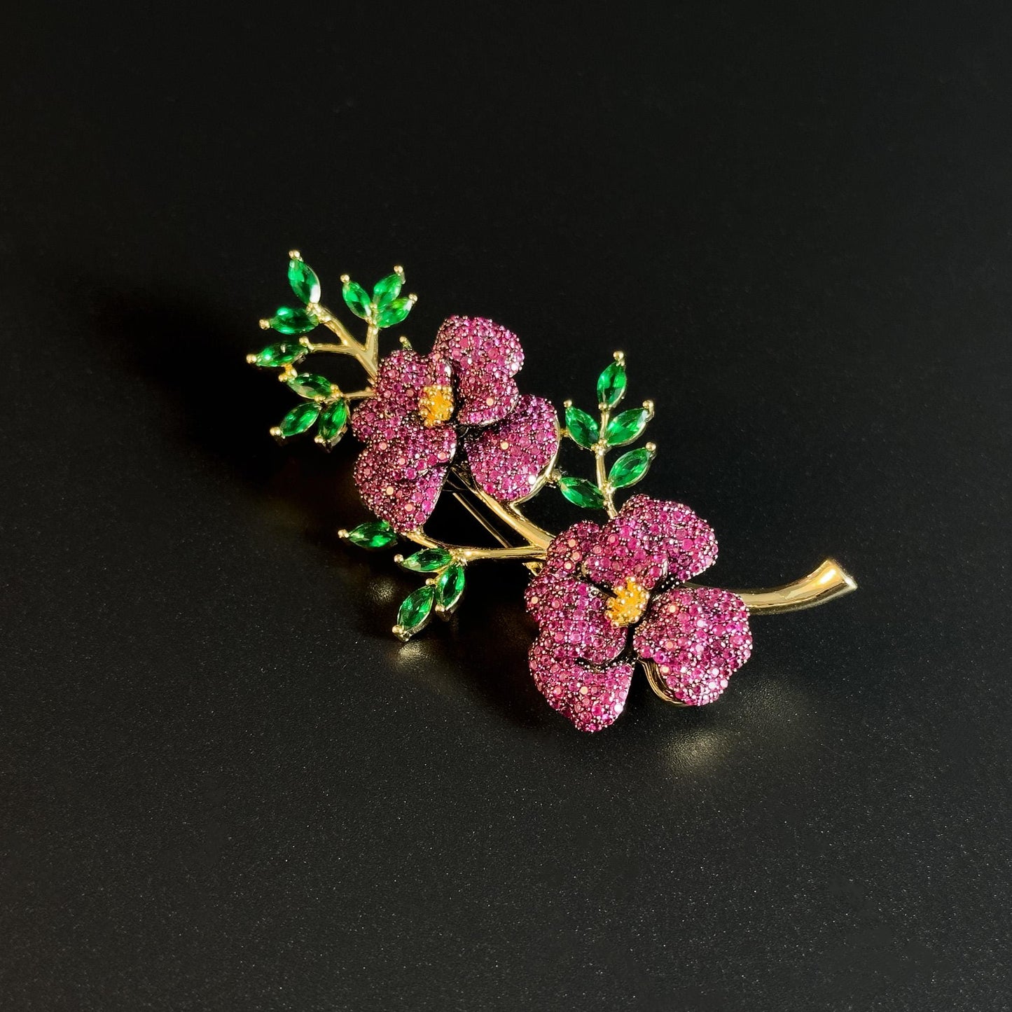 Floral Rhinestone Brooch