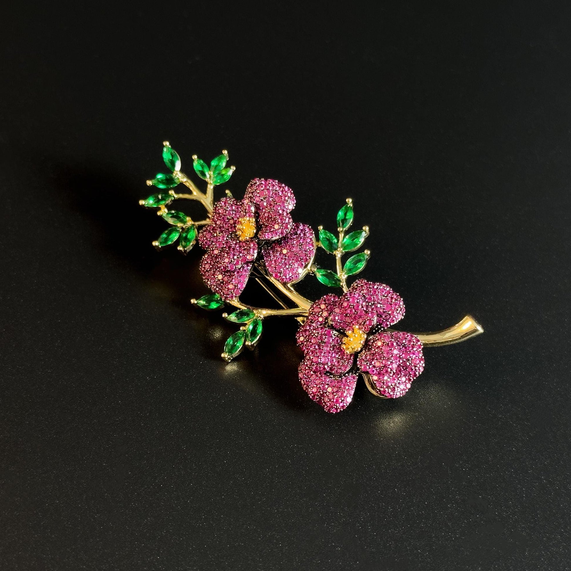 Floral Rhinestone Brooch