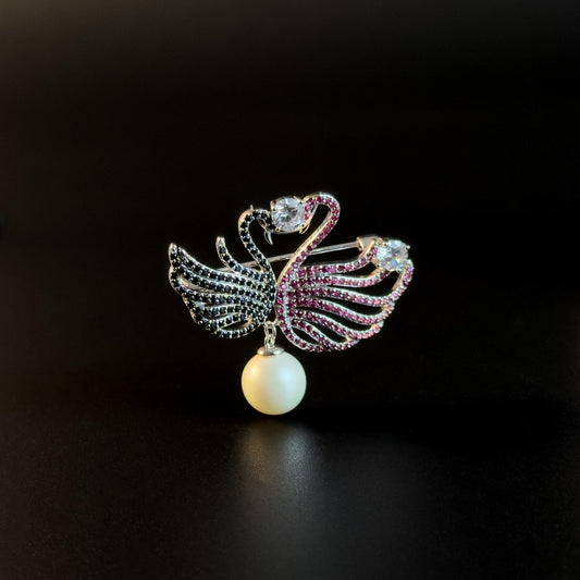 Double Swan Brooch