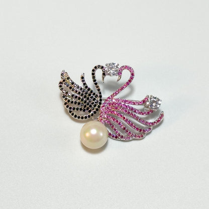 Double Swan Brooch