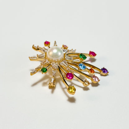 Colorful Pearl Rhinestone Brooch
