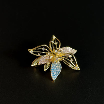 Rhinestone Flower Brooch