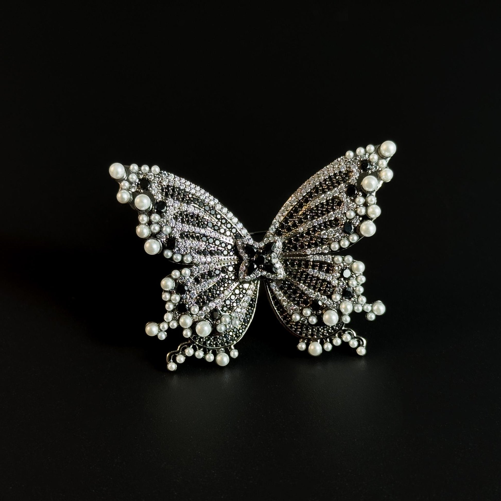 Black Butterfly-Shaped Brooch