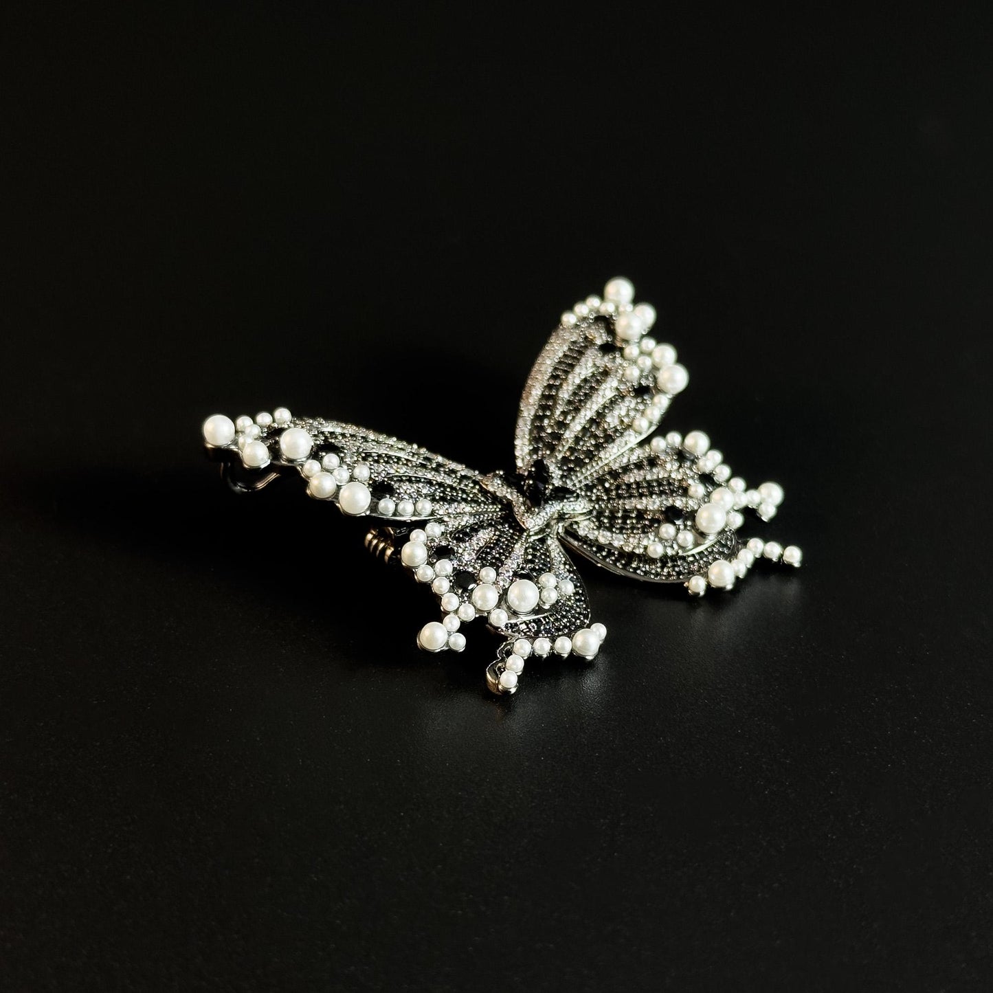 Black Butterfly-Shaped Brooch