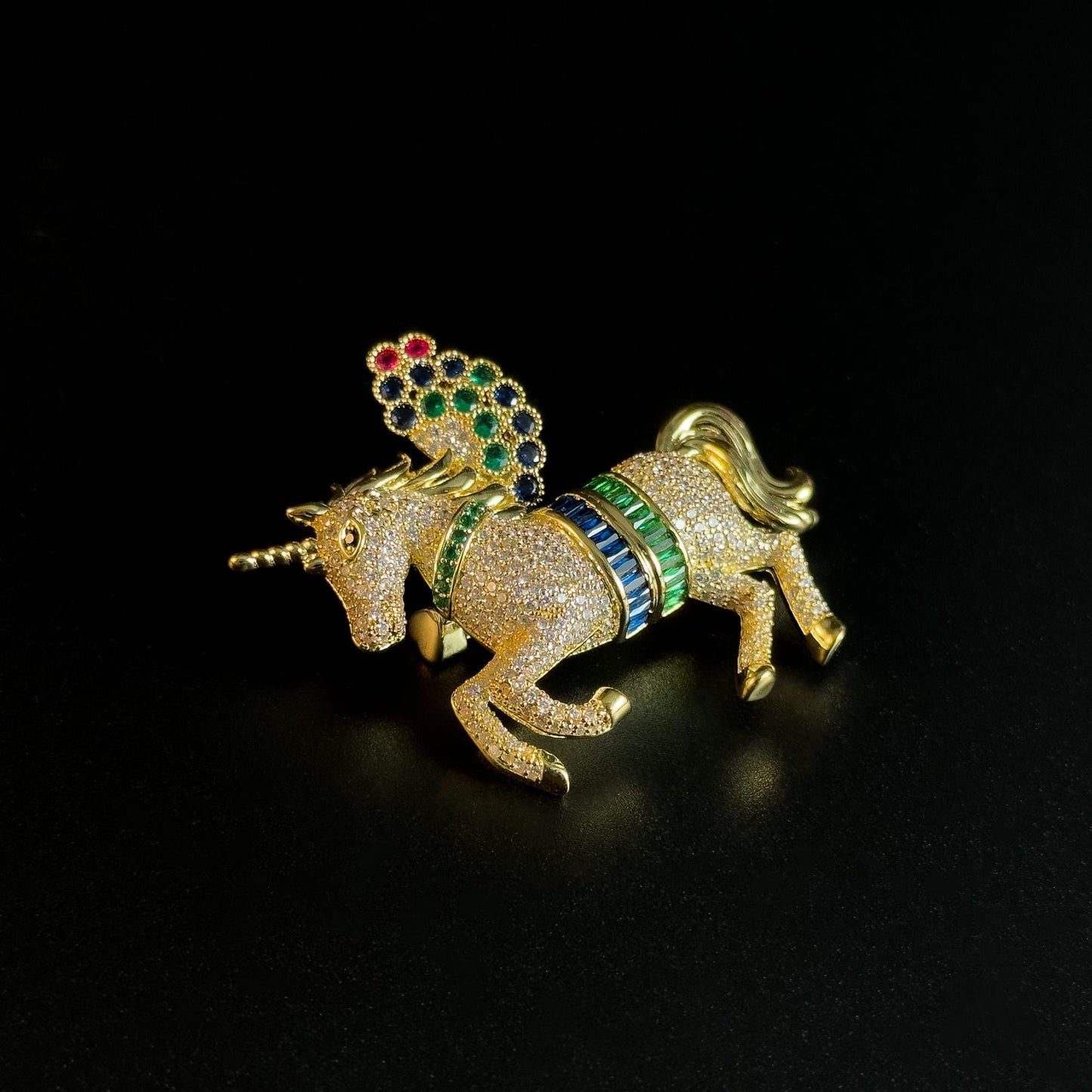 Gold Unicorn Brooch