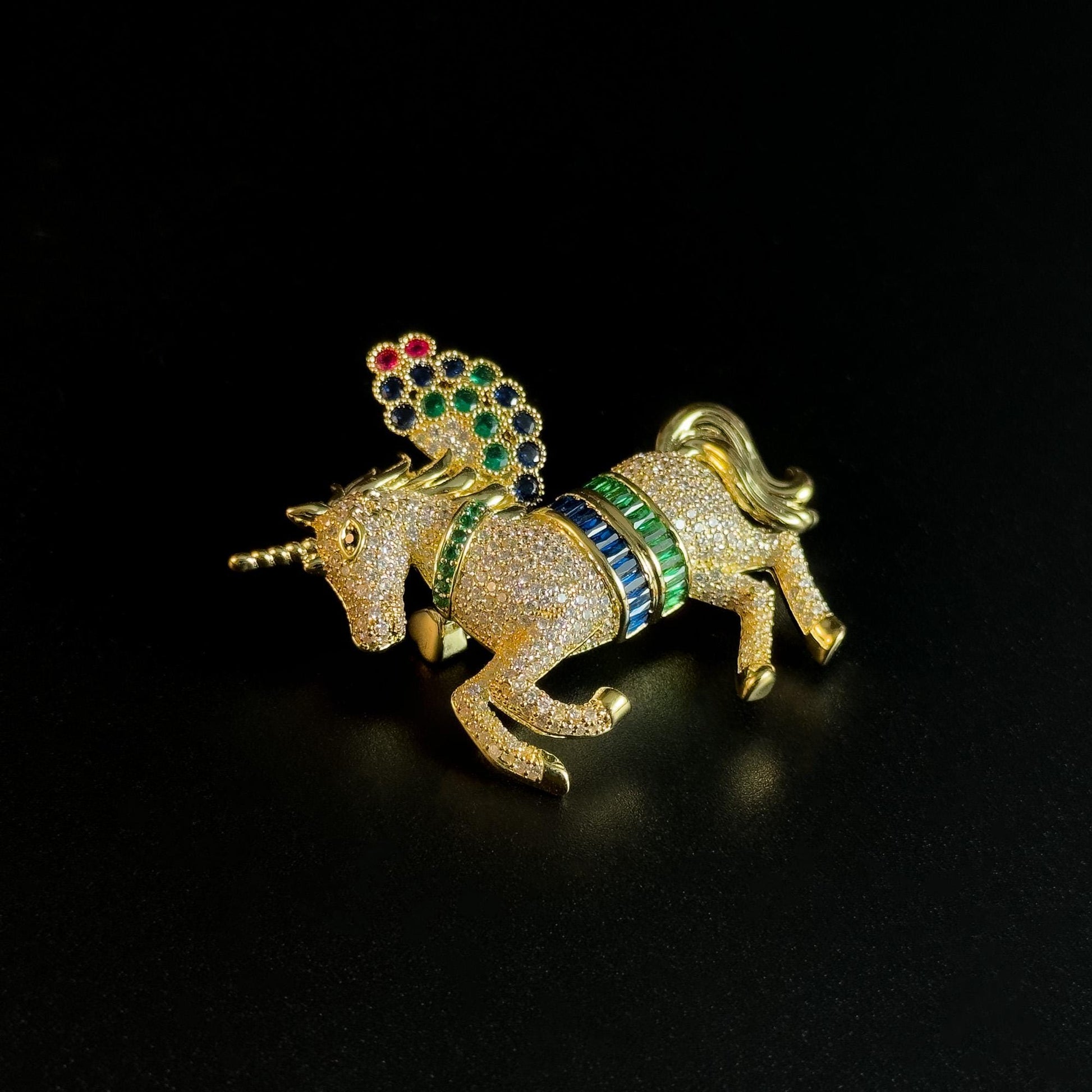 Gold Unicorn Brooch