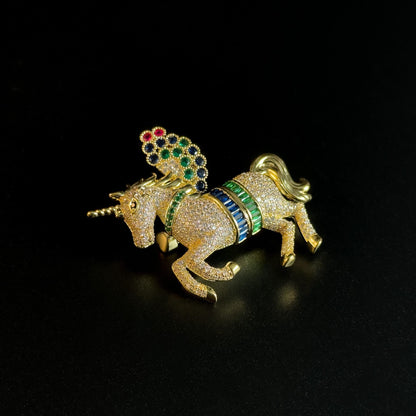 Gold Unicorn Brooch