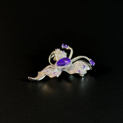 Amethyst Bow Brooch