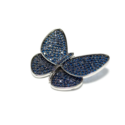 Blue Rhinestone Butterfly Brooch