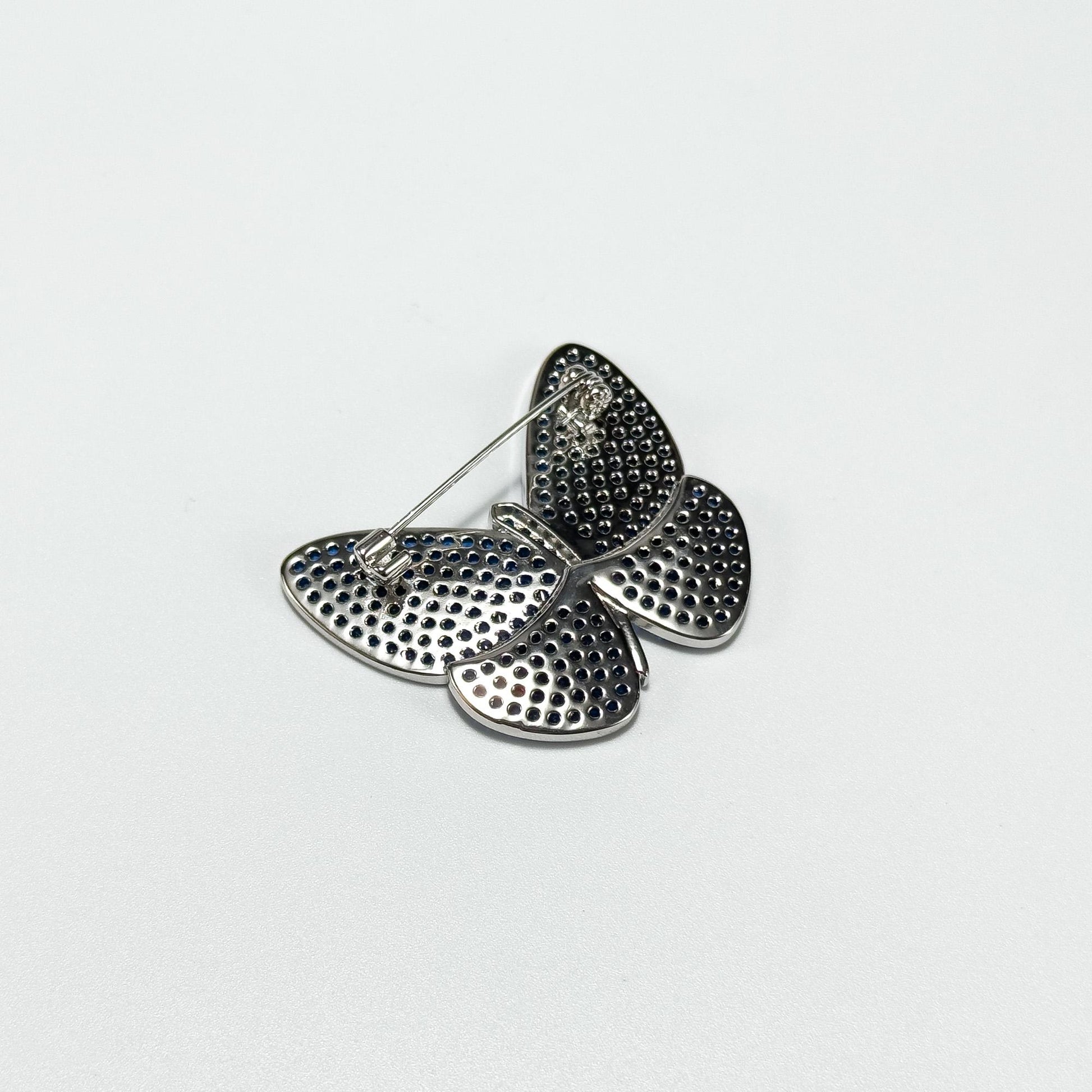 Blue Rhinestone Butterfly Brooch