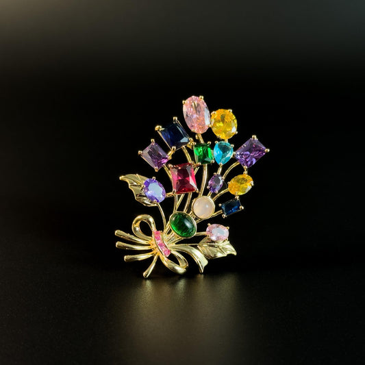 Rhinestone Resin Bouquet Brooch