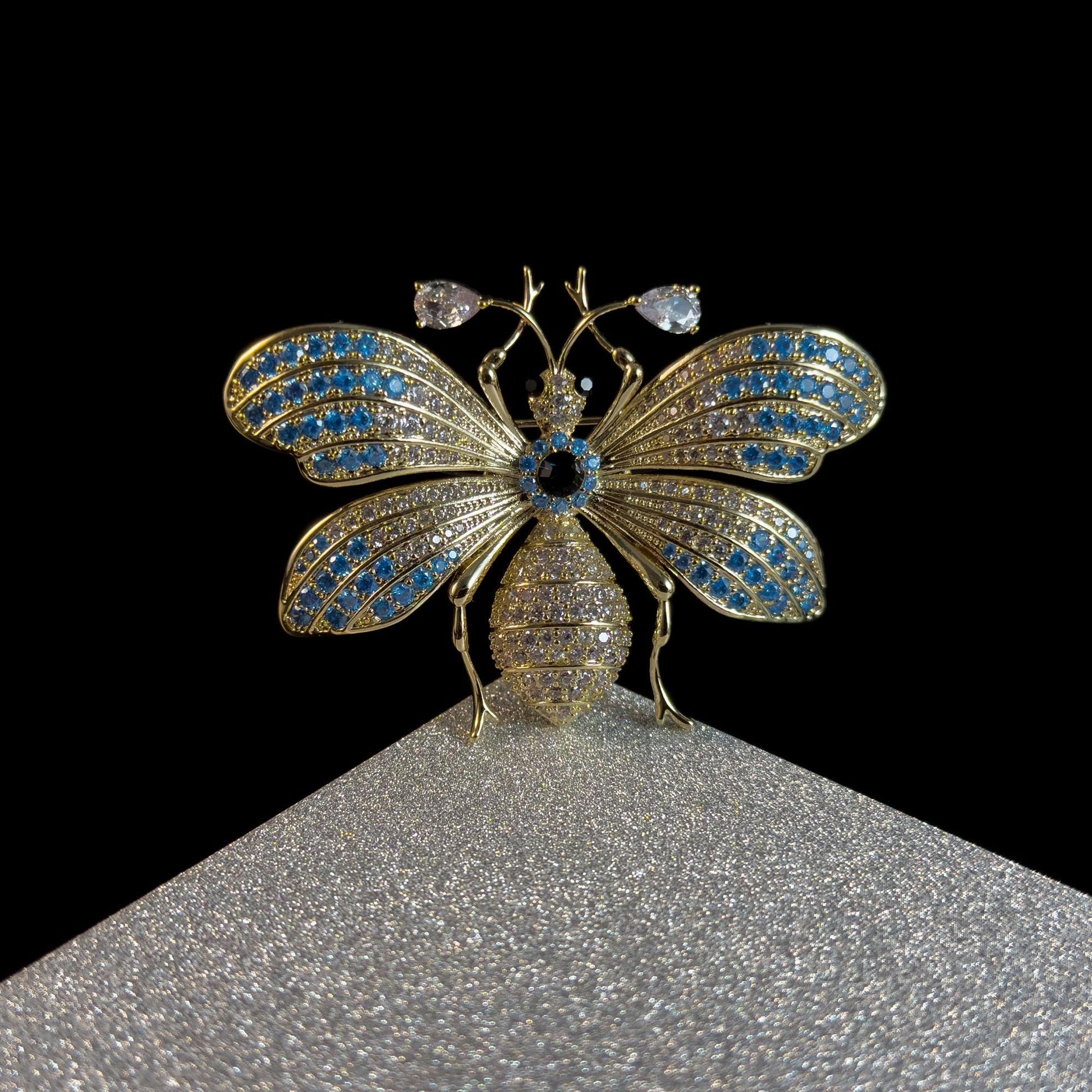 Blue and Gold Bee Brooch