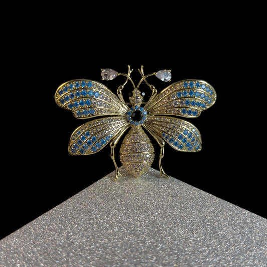 Blue and Gold Bee Brooch