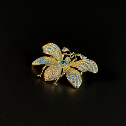 Blue and Gold Bee Brooch