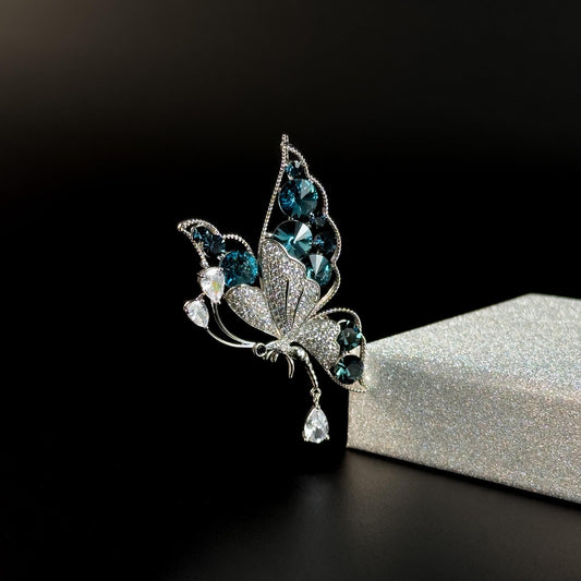 Blue Butterfly-Shaped Brooch
