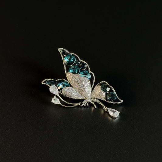 Blue Butterfly-Shaped Brooch