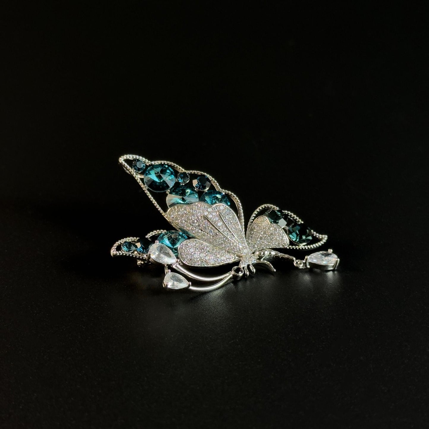 Blue Butterfly-Shaped Brooch