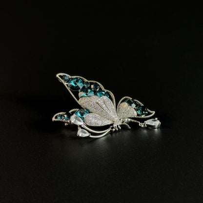 Blue Butterfly-Shaped Brooch