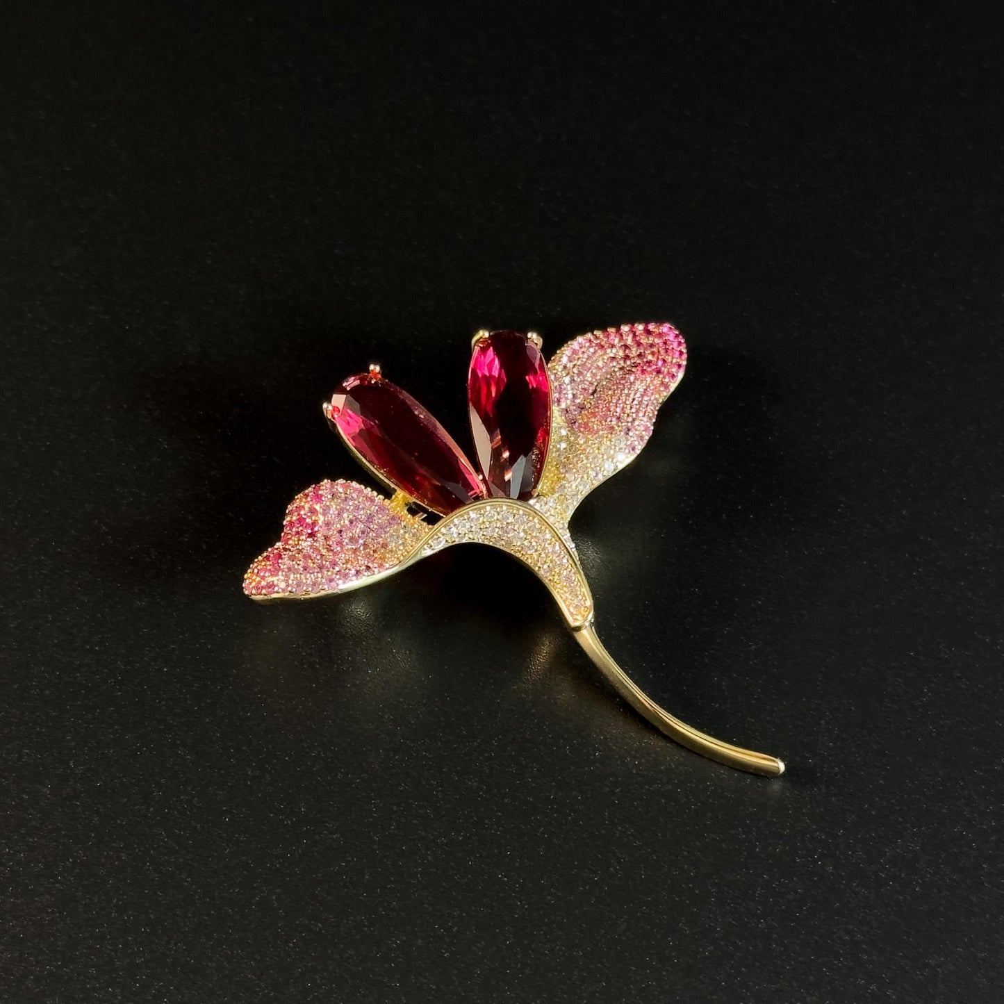 Pink Zircon Flower Brooch