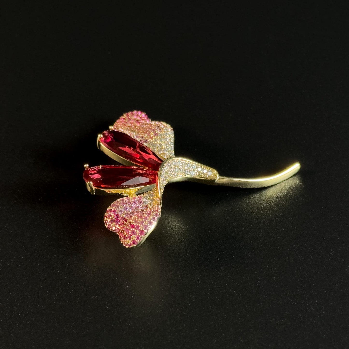 Pink Zircon Flower Brooch