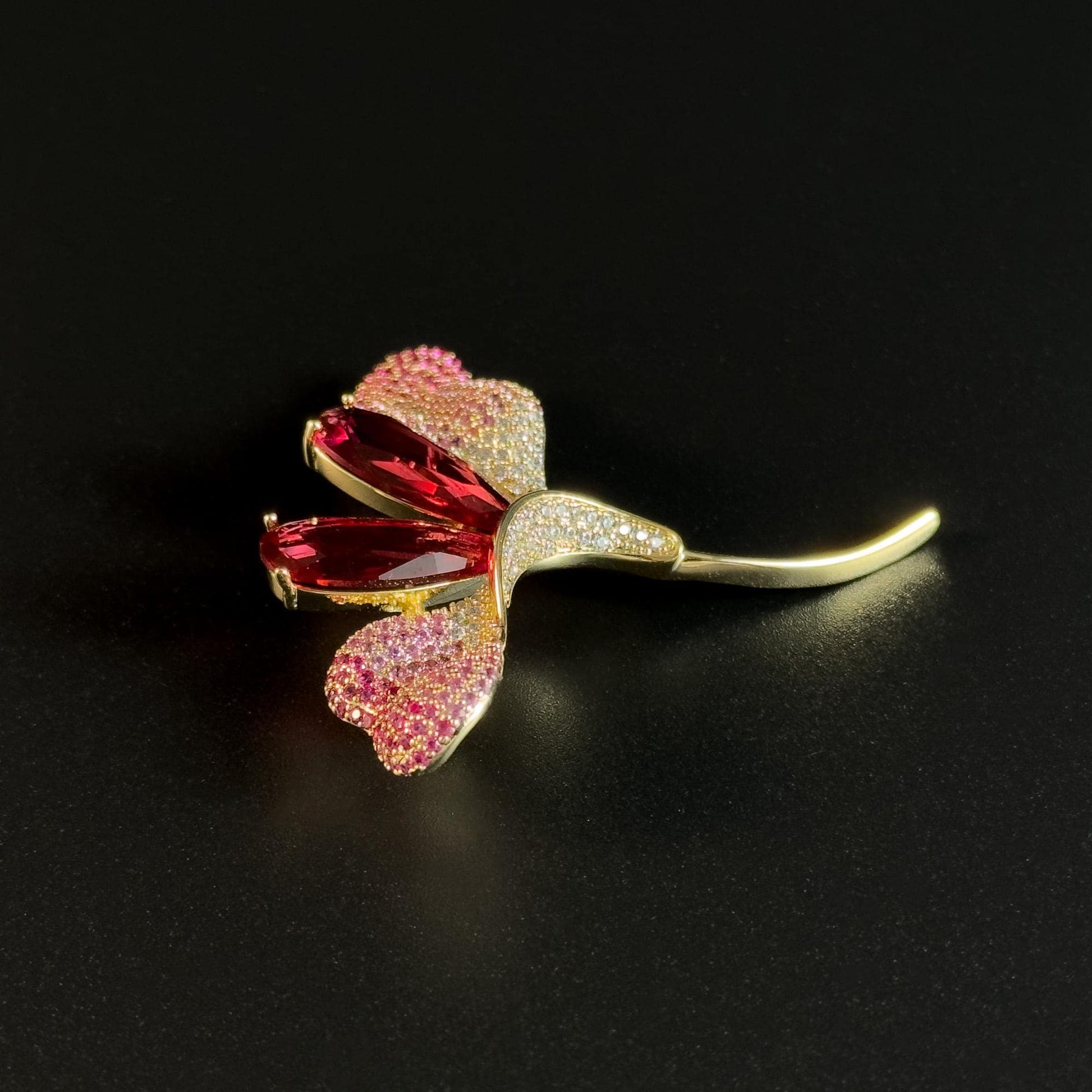 Pink Zircon Flower Brooch