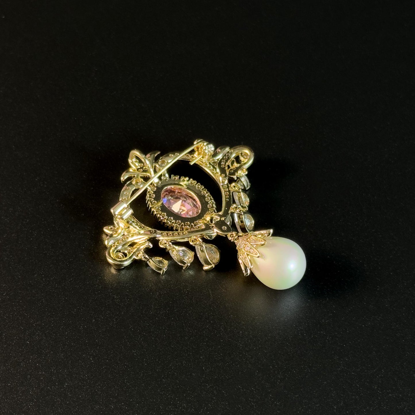 Vintage Court Style Pearl Pendant Brooch