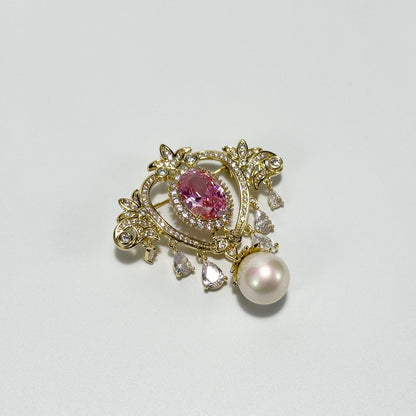 Vintage Court Style Pearl Pendant Brooch