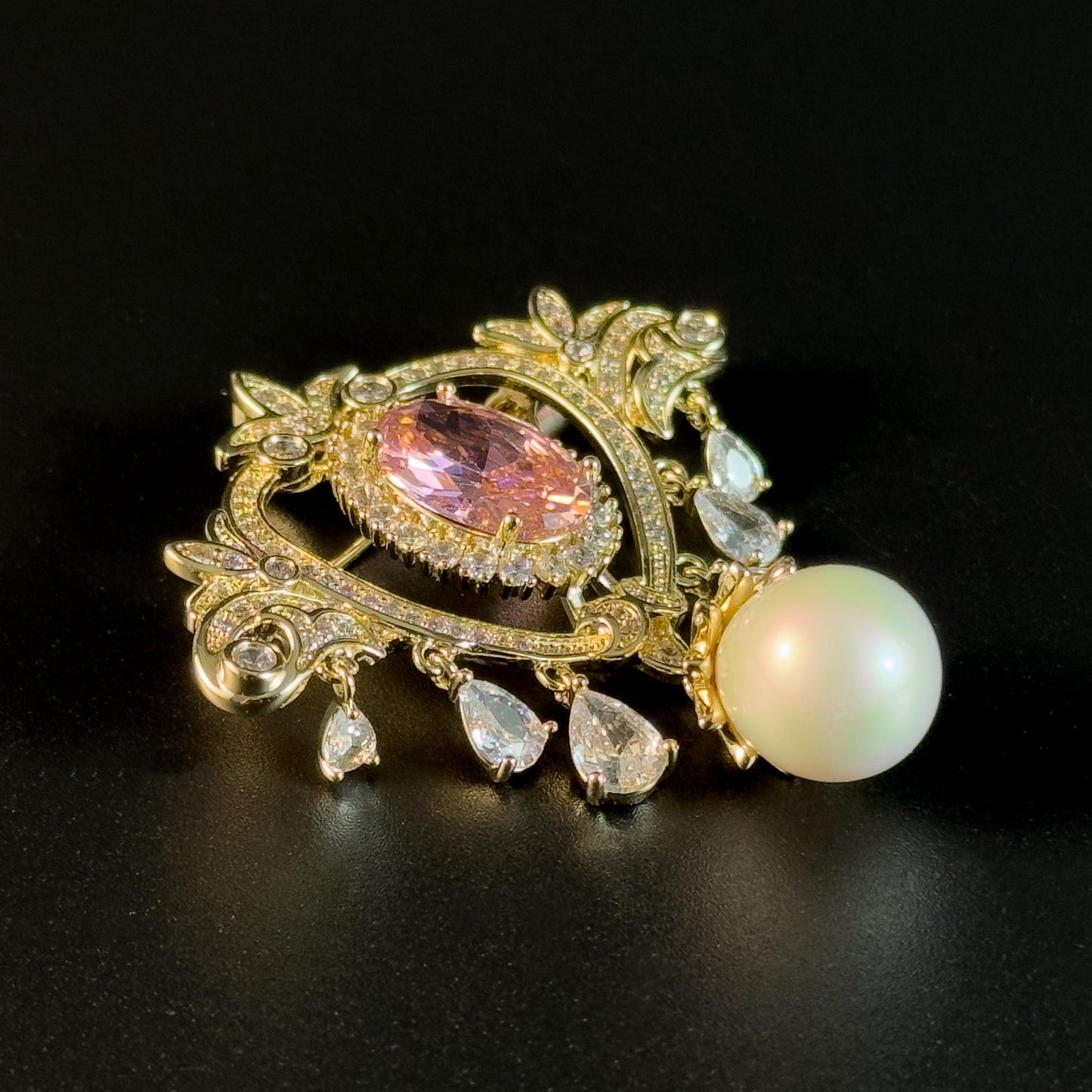 Vintage Court Style Pearl Pendant Brooch
